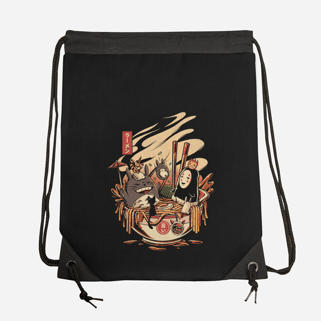 Ramen Pool Party-none drawstring bag-ilustrata