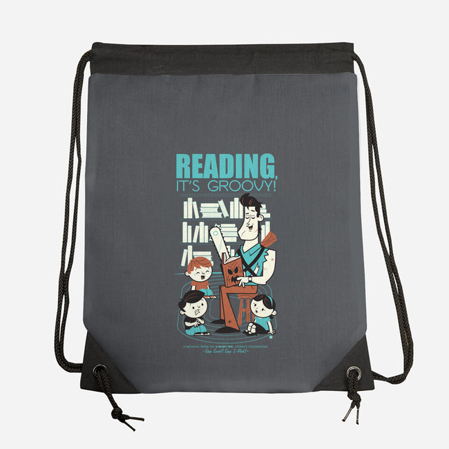 Reading is Groovy-none drawstring bag-Dave Perillo