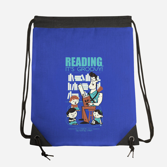 Reading is Groovy-none drawstring bag-Dave Perillo