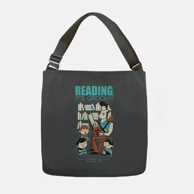 Reading is Groovy-none adjustable tote-Dave Perillo