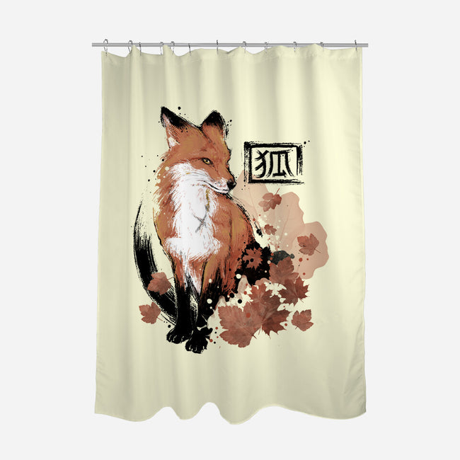 Red Fox-none polyester shower curtain-xMorfina