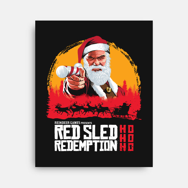 Red Sled Redemption-none stretched canvas-Wheels