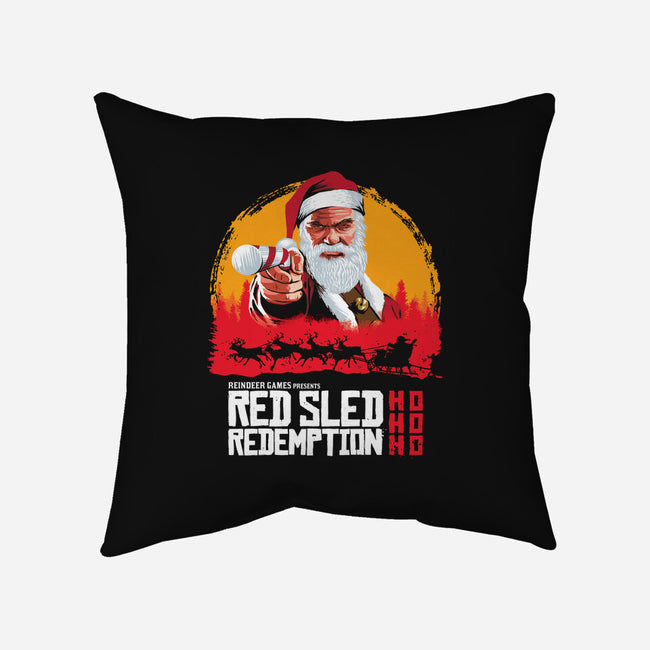 Red Sled Redemption-none removable cover throw pillow-Wheels