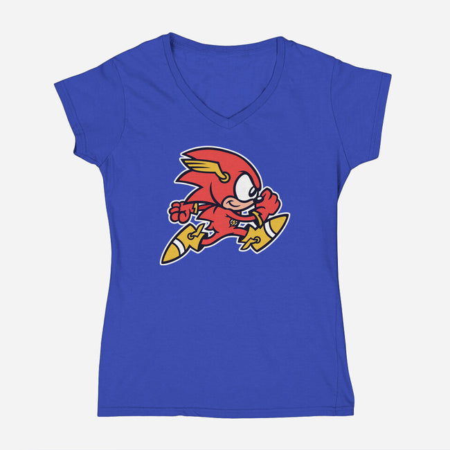 Red Streak-womens v-neck tee-WanderingBert