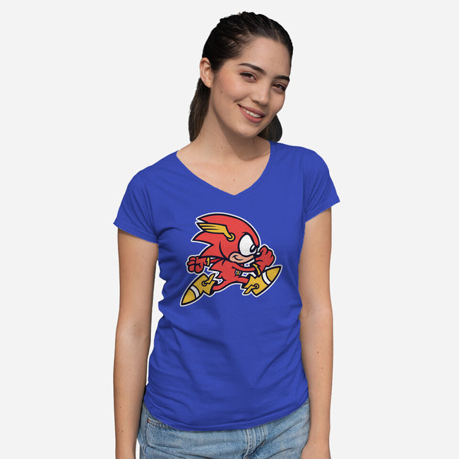 Red Streak-womens v-neck tee-WanderingBert