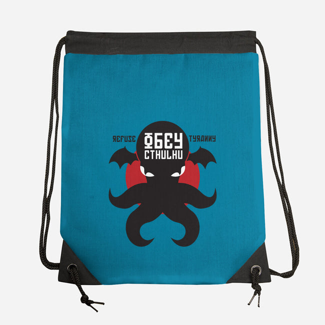 Refuse Tyranny, Obey Cthulhu-none drawstring bag-Retro Review