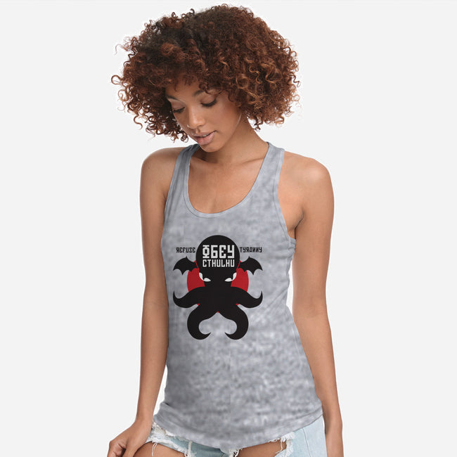 Refuse Tyranny, Obey Cthulhu-womens racerback tank-Retro Review