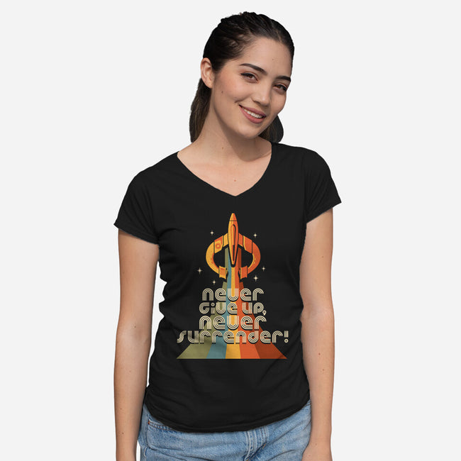 Retro Quest-womens v-neck tee-DeepFriedArt