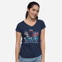 Robo Fighter-womens v-neck tee-LavaLampTee