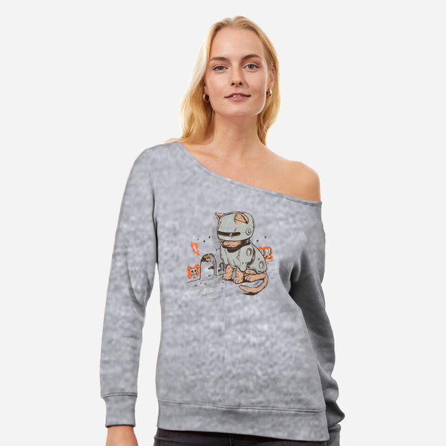 Robocat-womens off shoulder sweatshirt-gloopz