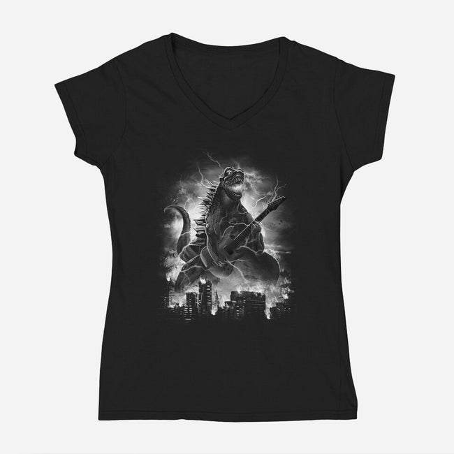 Rockzilla-womens v-neck tee-dandingeroz