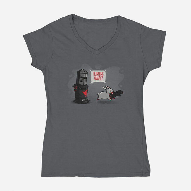 Running Away?-womens v-neck tee-Naolito