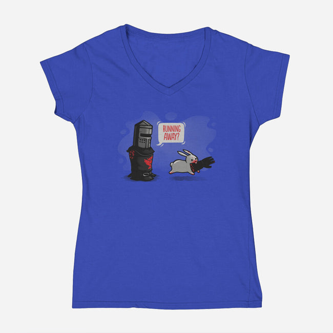 Running Away?-womens v-neck tee-Naolito