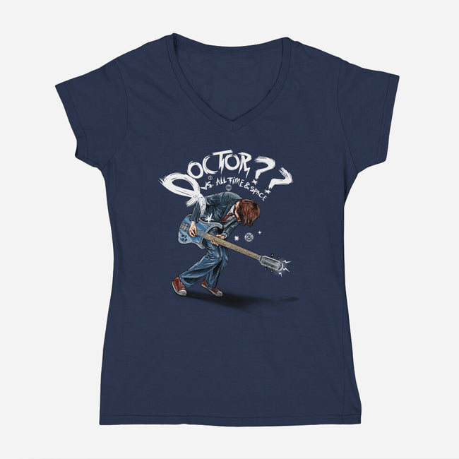 Doctor??-womens v-neck tee-onebluebird
