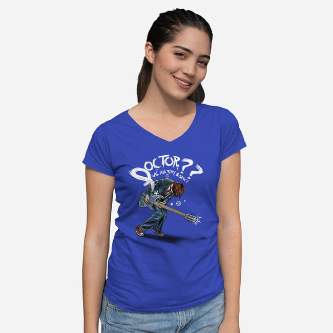 Doctor??-womens v-neck tee-onebluebird