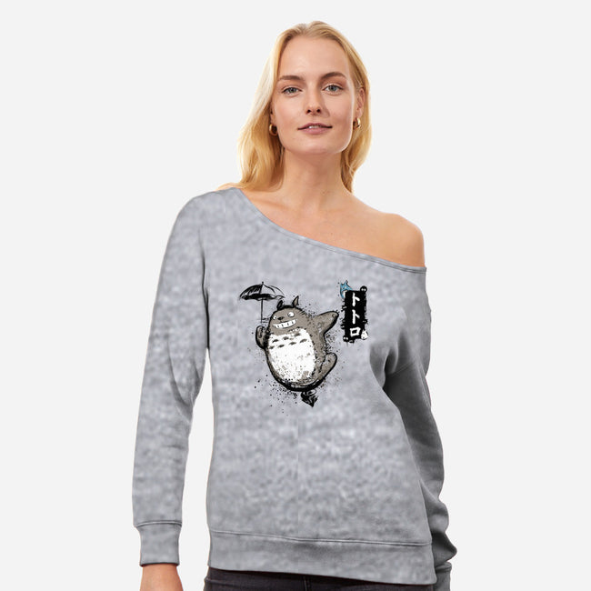 Flying With My Neighbor-womens off shoulder sweatshirt-DrMonekers