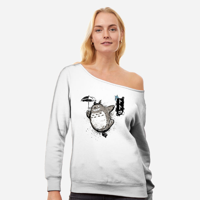 Flying With My Neighbor-womens off shoulder sweatshirt-DrMonekers