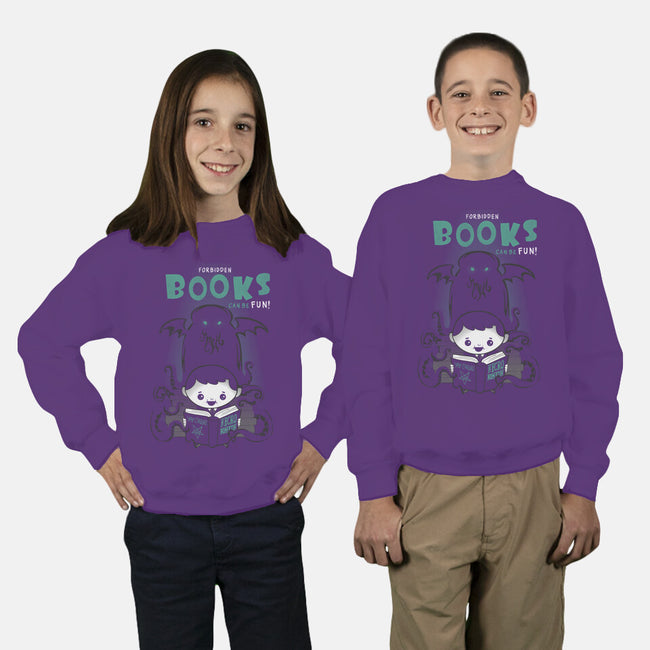 Forbidden Books are Fun!-youth crew neck sweatshirt-queenmob