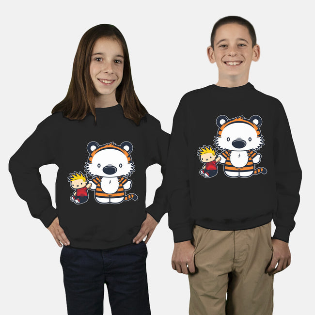 Hello Tiger-youth crew neck sweatshirt-mikehandyart