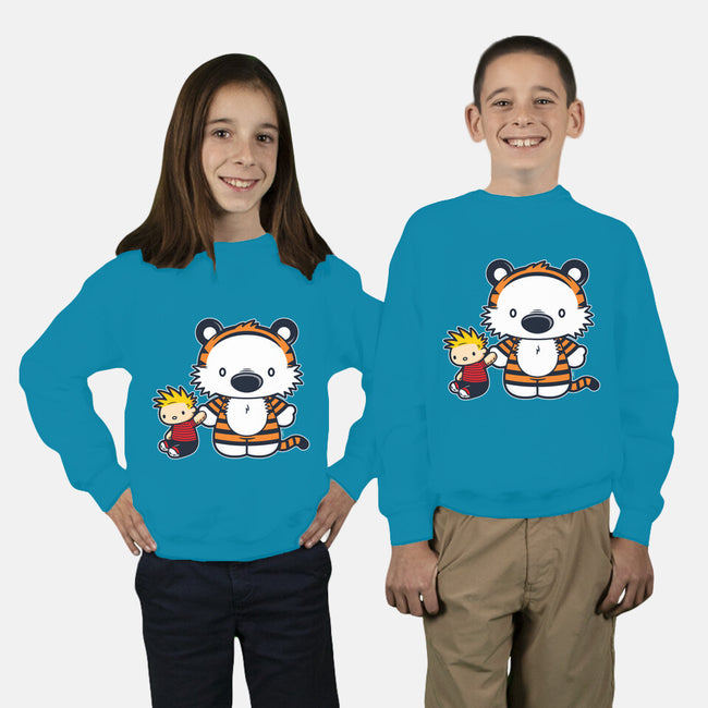 Hello Tiger-youth crew neck sweatshirt-mikehandyart