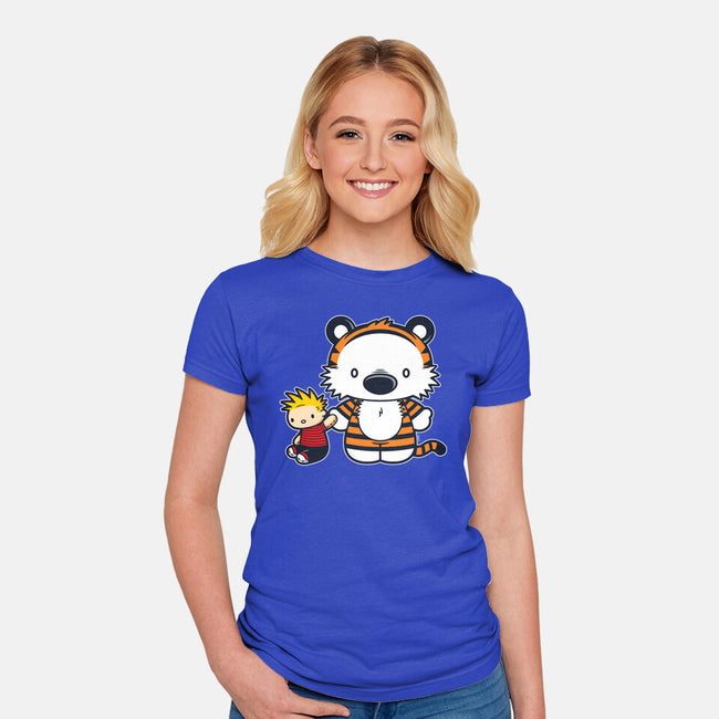 Hello Tiger-womens fitted tee-mikehandyart