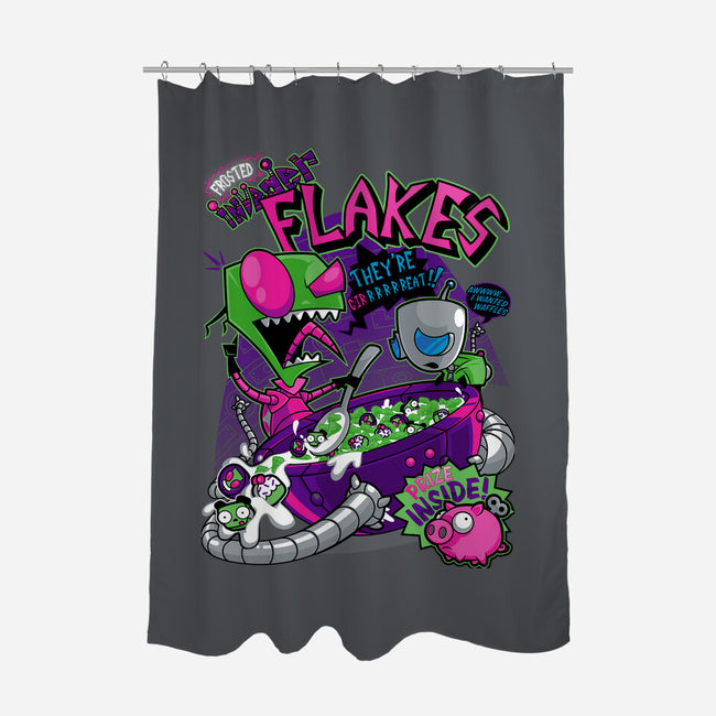 Invader Flakes-none polyester shower curtain-AtomicRocket