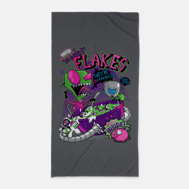 Invader Flakes-none beach towel-AtomicRocket