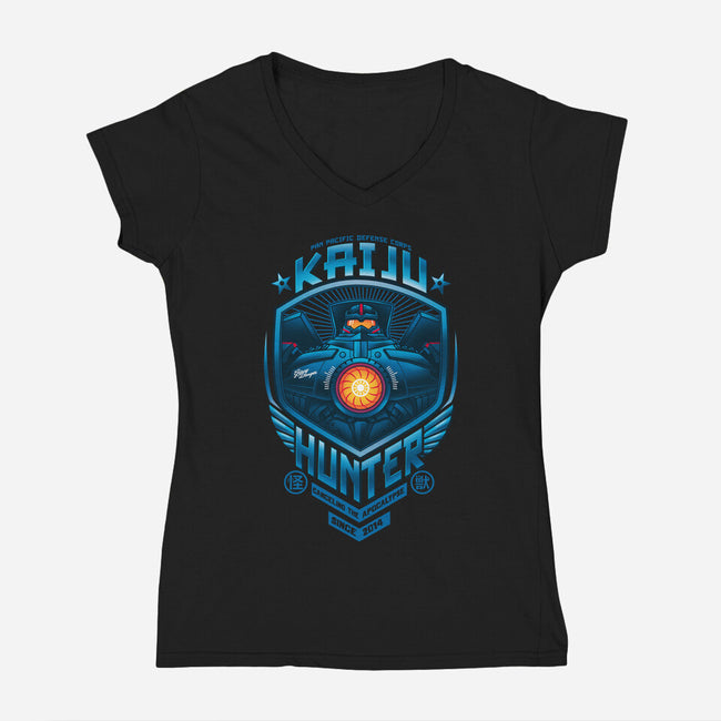 Kaiju Hunter-womens v-neck tee-Bamboota