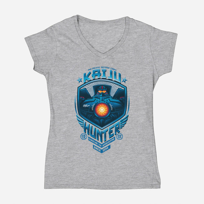 Kaiju Hunter-womens v-neck tee-Bamboota