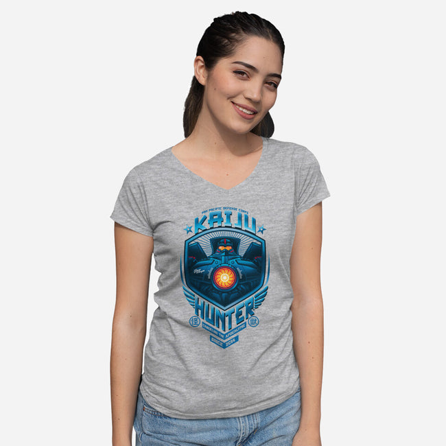 Kaiju Hunter-womens v-neck tee-Bamboota