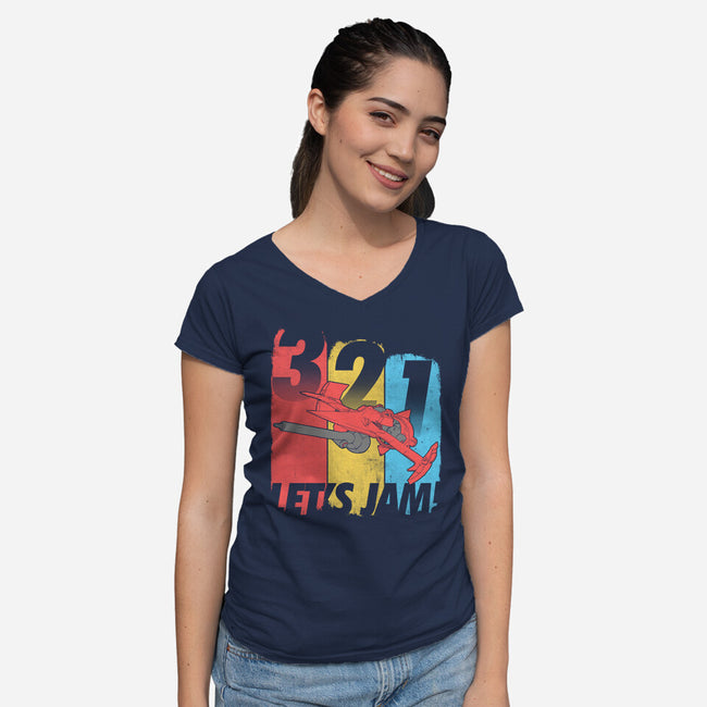 Let's Jam!-womens v-neck tee-TeeKetch