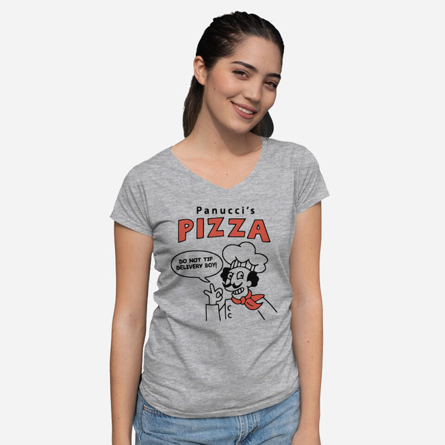 Panucci's Pizza-womens v-neck tee-BlackJack-AD