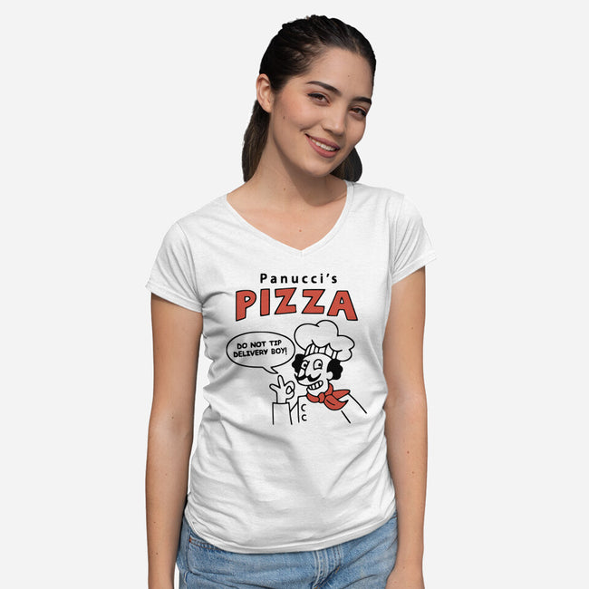 Panucci's Pizza-womens v-neck tee-BlackJack-AD