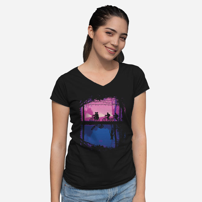 Parallel Worlds-womens v-neck tee-Donnie