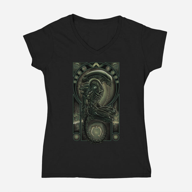 Parasite-womens v-neck tee-saqman