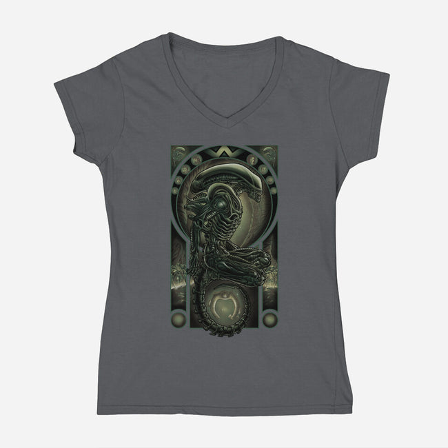 Parasite-womens v-neck tee-saqman