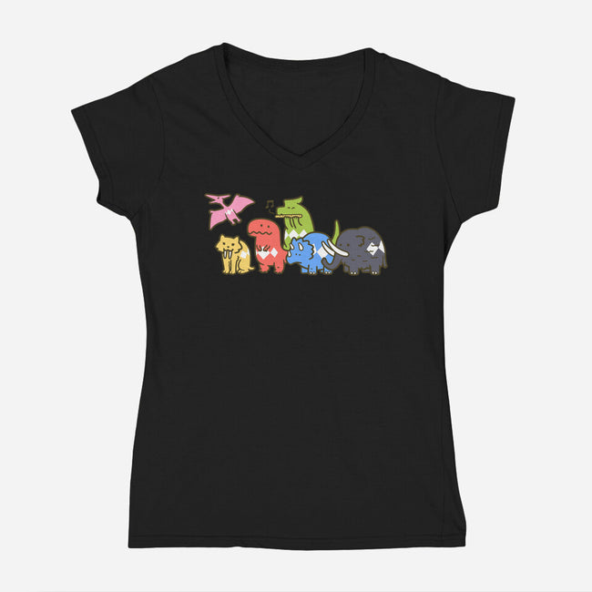 Pet Dinosaurs!-womens v-neck tee-Oktobear