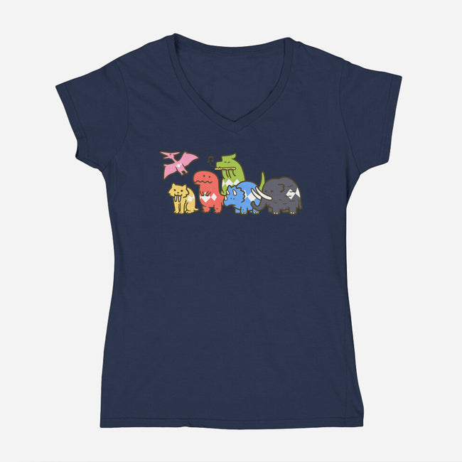 Pet Dinosaurs!-womens v-neck tee-Oktobear
