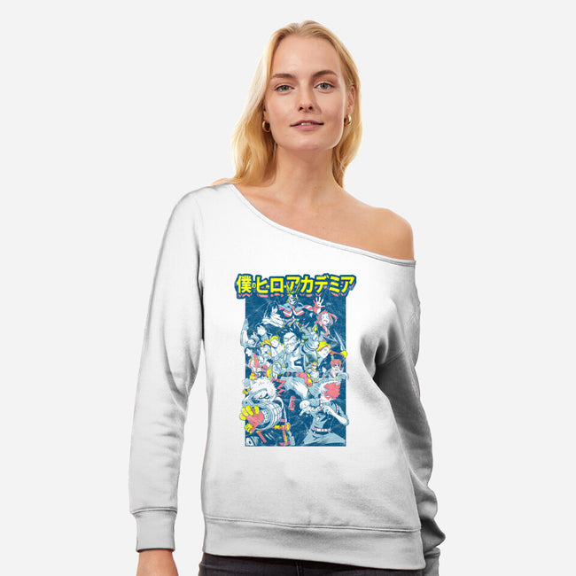 Plus Ultra Manga-womens off shoulder sweatshirt-logancarroll