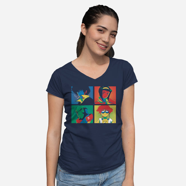 Pop Crew-womens v-neck tee-Eilex Design