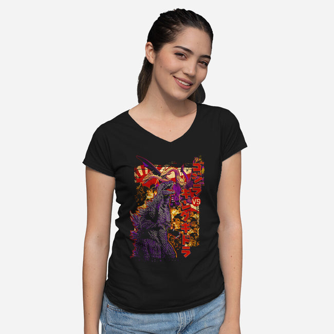 Pop Versus-womens v-neck tee-cs3ink