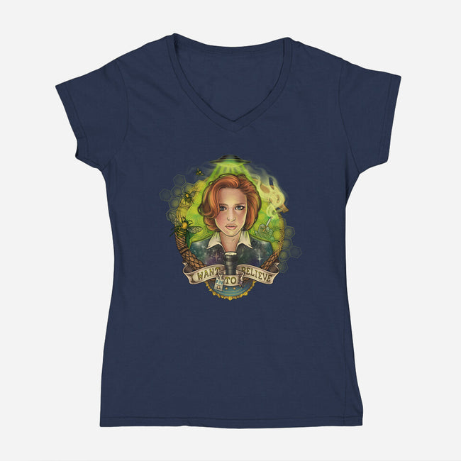Portrait of a Skeptic-womens v-neck tee-MeganLara