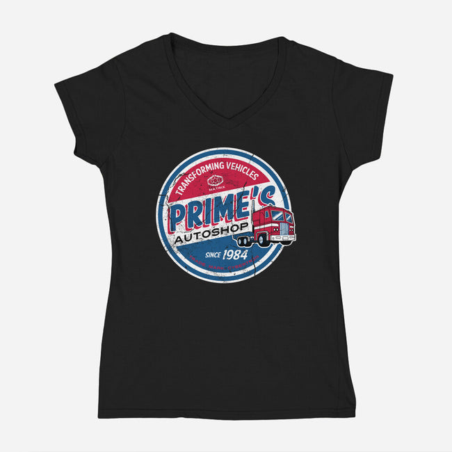 Prime's Autoshop-womens v-neck tee-Nemons