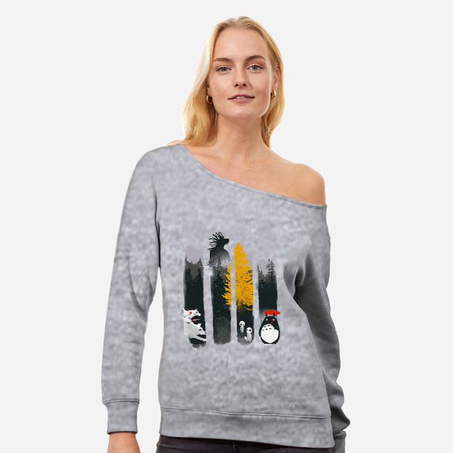 Protectors of the Forest-womens off shoulder sweatshirt-IKILO