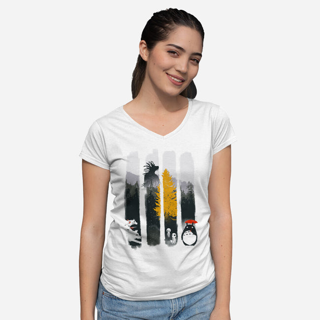 Protectors of the Forest-womens v-neck tee-IKILO