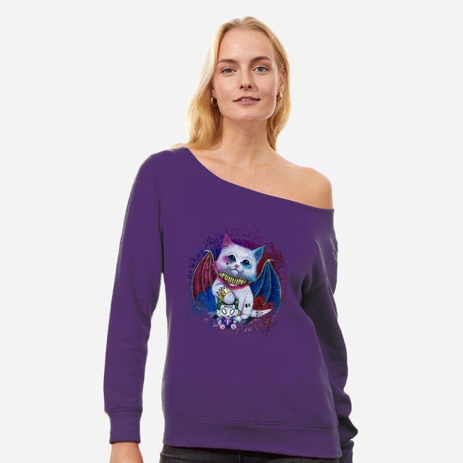 Puddin'-womens off shoulder sweatshirt-MoniWolf