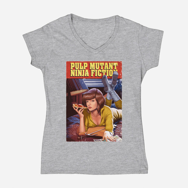 Pulp Mutant Ninja Fiction-womens v-neck tee-Moutchy