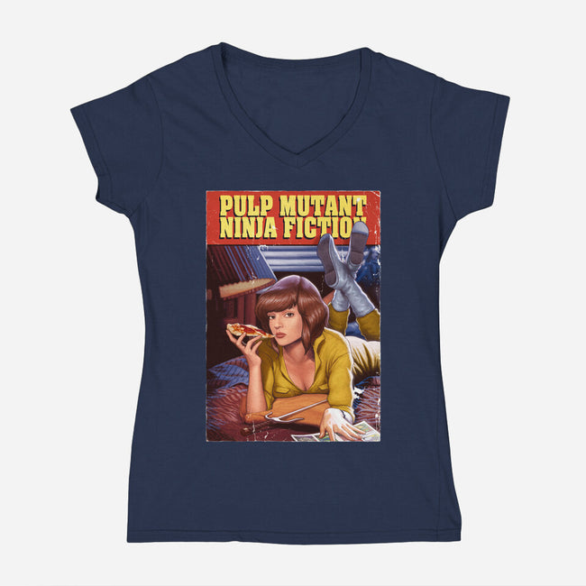 Pulp Mutant Ninja Fiction-womens v-neck tee-Moutchy