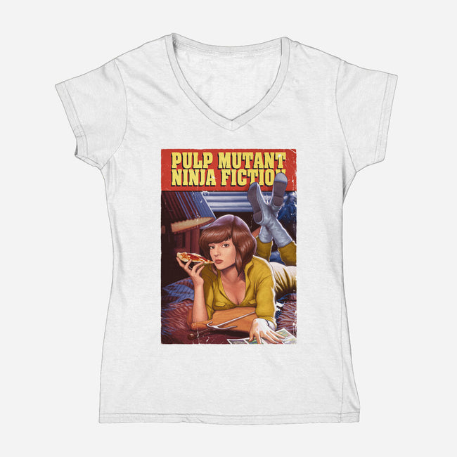 Pulp Mutant Ninja Fiction-womens v-neck tee-Moutchy