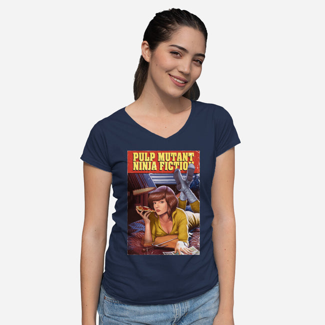 Pulp Mutant Ninja Fiction-womens v-neck tee-Moutchy